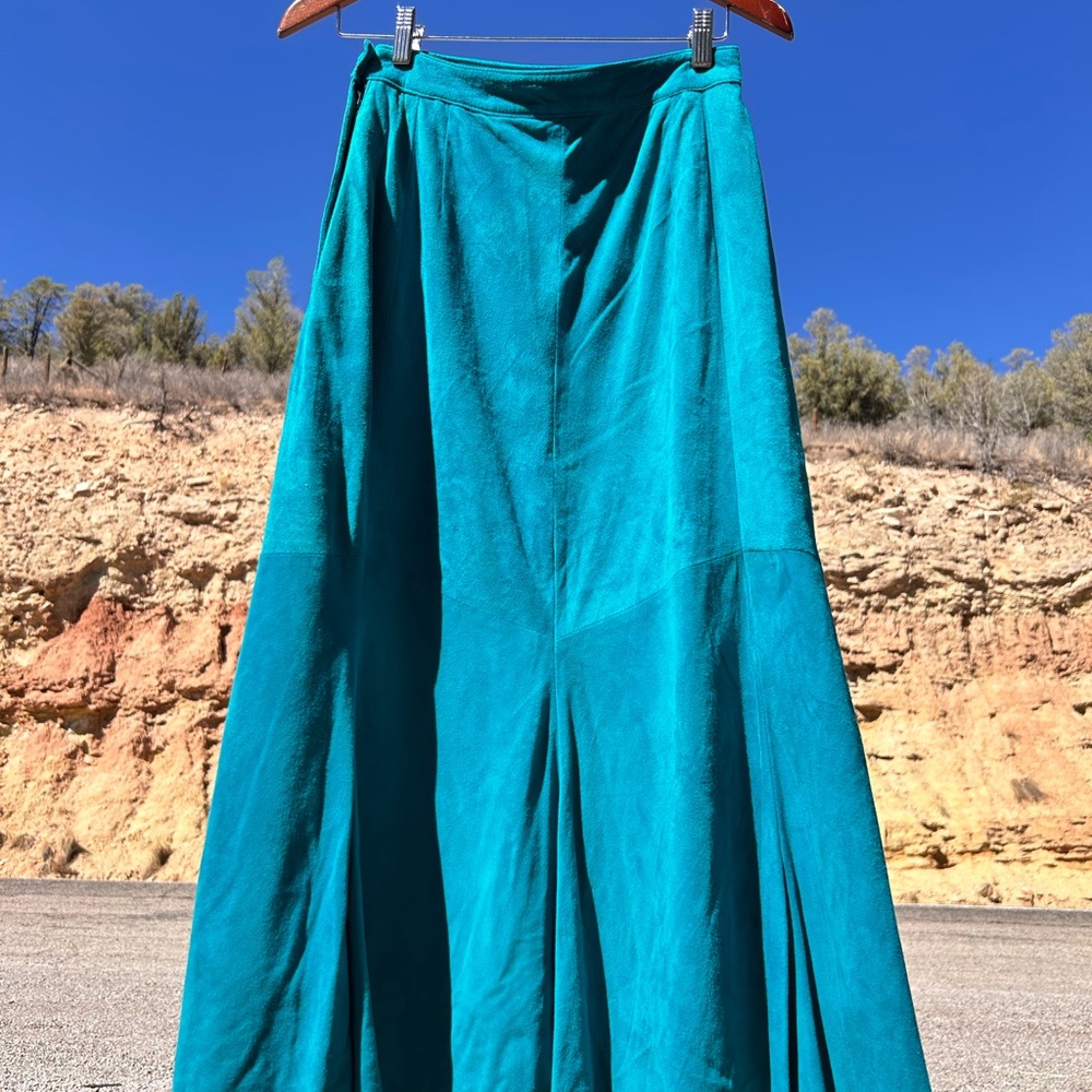 Vintage Char Suede Leather High Waisted A Maxi Skirt Size Small